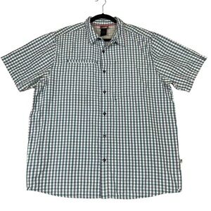 The North Face Men's Blue Orange Green Plaid Button Up Short Sleeve Shirt  Sz XL